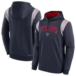 Houston texans nike sideline athletic stack performance pullover hoodie Navy