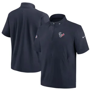 Houston texans nike sideline coach short sleeve hoodie quarter zip jacket Navy