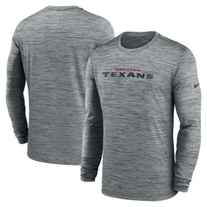 Houston texans nike sideline team velocity performance long sleeve t shirt Heather gray