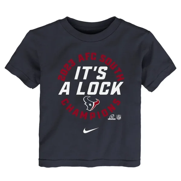 Houston texans nike toddler 2023 afc south division champions trophy collection t shirt Navy 3T