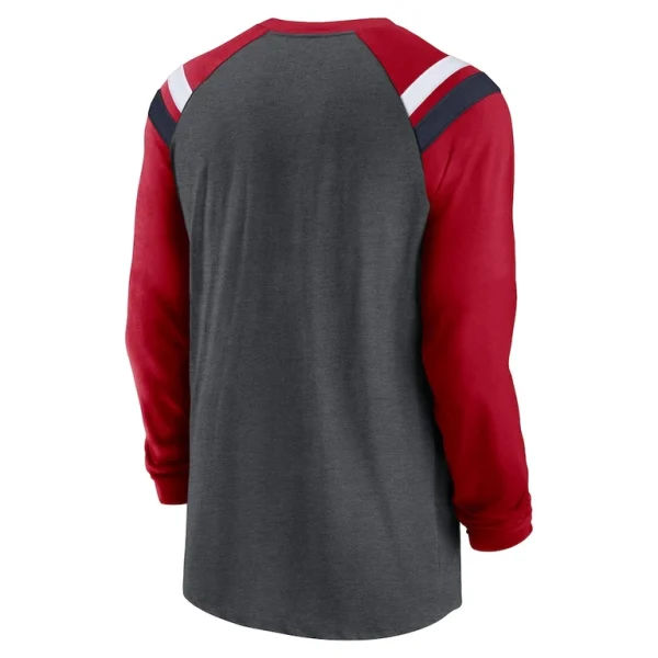 Houston texans nike tri blend raglan athletic long sleeve fashion t shirt Heathered charcoal L