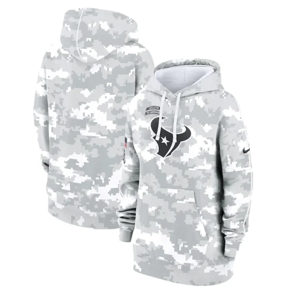 Houston texans nike womens 2024 salute to service club fleece oversized pullover hoodie Arctic camo