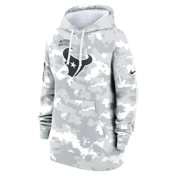 Houston texans nike womens 2024 salute to service club fleece oversized pullover hoodie Arctic camo S