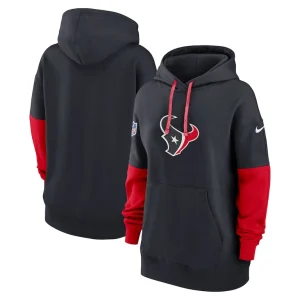 Houston texans nike womens 2024 sideline essential fleece pullover hoodie Navy