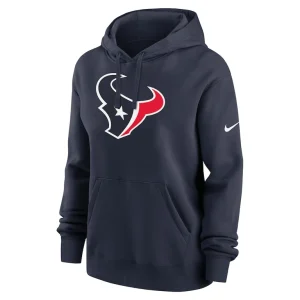 Houston texans nike womens club fleece pullover hoodie Navy S