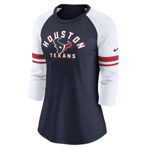 Houston texans nike womens fashion 34 sleeve raglan fashion t shirt Navy S