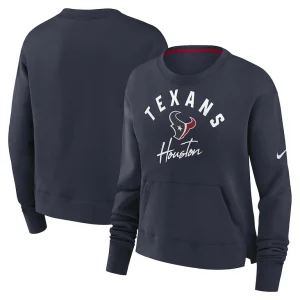 Houston texans nike womens high hip fleece pullover sweatshirt Navy