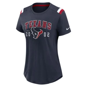 Houston texans nike womens prime logo slub fashion t shirt Heather navy S