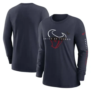 Houston texans nike womens prime split long sleeve t shirt Navy