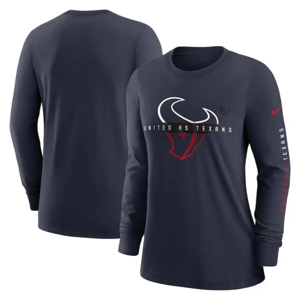 Houston texans nike womens prime split long sleeve t shirt Navy