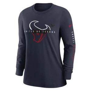 Houston texans nike womens prime split long sleeve t shirt Navy S