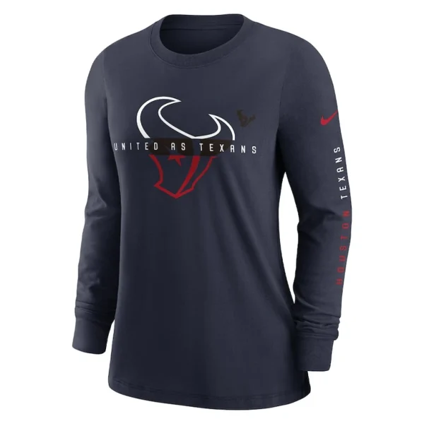 Houston texans nike womens prime split long sleeve t shirt Navy S