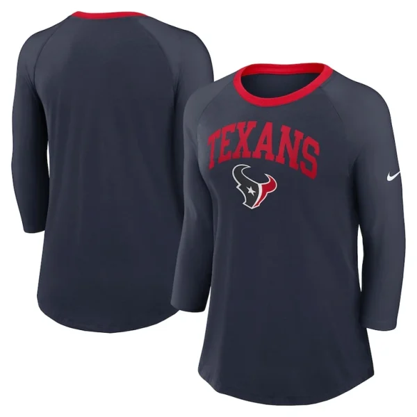 Houston texans nike womens raglan 34 sleeve t shirt Navy