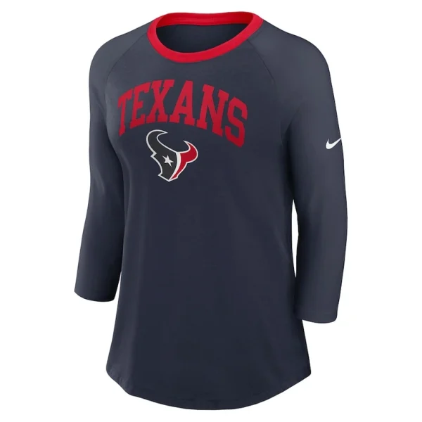 Houston texans nike womens raglan 34 sleeve t shirt Navy S