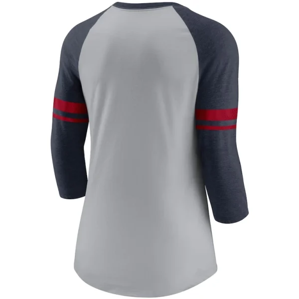 Houston texans nike womens stripe mesh nickname tri blend 34 sleeve t shirt Heathered graynavy M