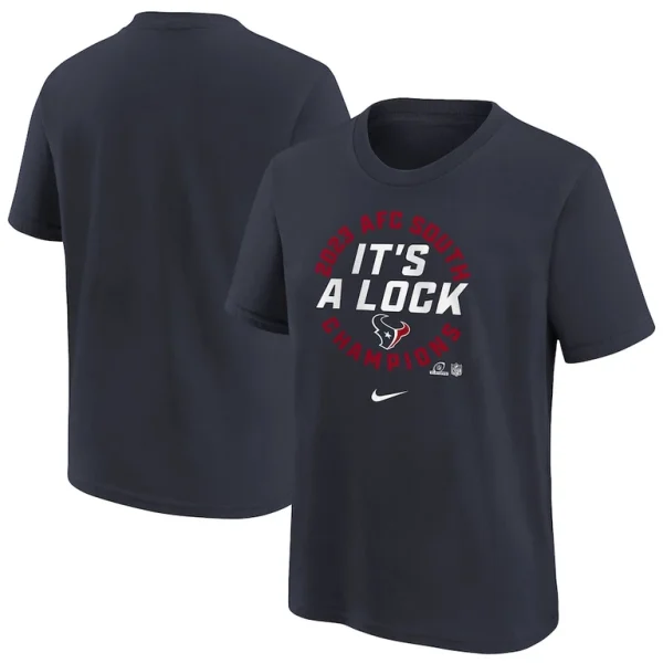 Houston texans nike youth 2023 afc south division champions trophy collection t shirt Navy