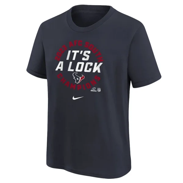 Houston texans nike youth 2023 afc south division champions trophy collection t shirt Navy Yth M