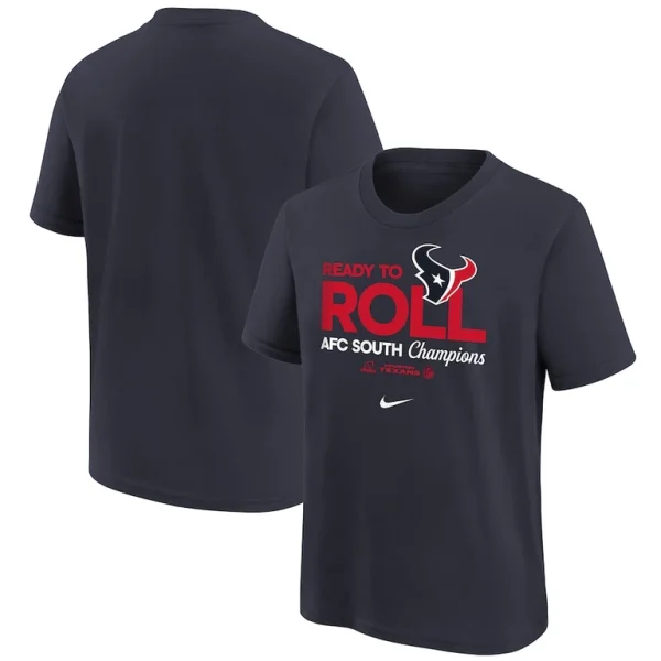 Houston texans nike youth 2024 afc south division champions locker room trophy collection t shirt Navy