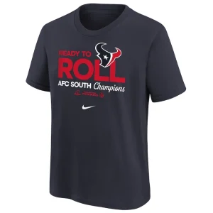 Houston texans nike youth 2024 afc south division champions locker room trophy collection t shirt Navy Yth M