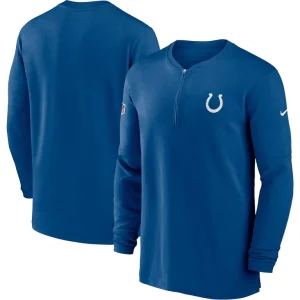 Indianapolis colts nike 2023 sideline performance long sleeve tri blend quarter zip top Royal