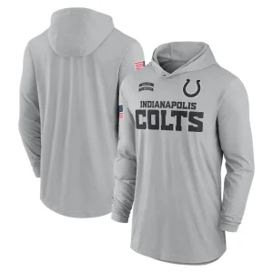 Indianapolis colts nike 2024 salute to service lightweight performance long sleeve hooded t shirt Gray