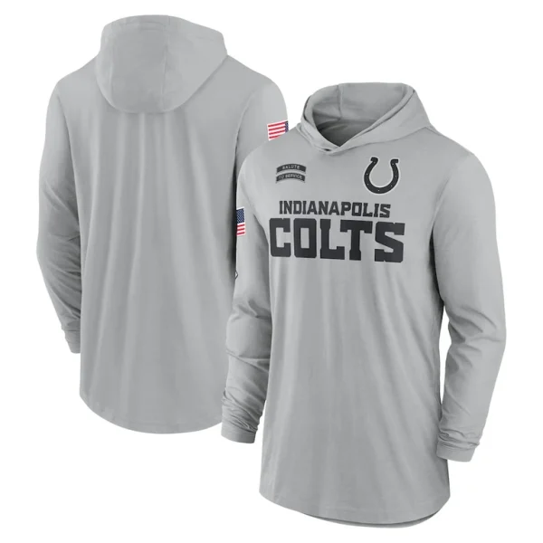 Indianapolis colts nike 2024 salute to service lightweight performance long sleeve hooded t shirt Gray