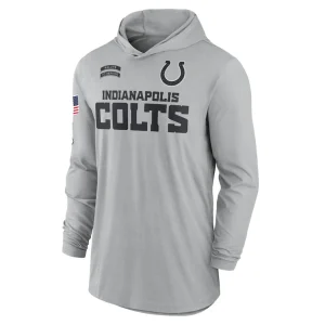 Indianapolis colts nike 2024 salute to service lightweight performance long sleeve hooded t shirt Gray M