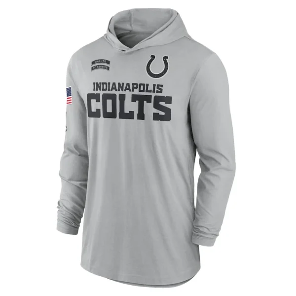 Indianapolis colts nike 2024 salute to service lightweight performance long sleeve hooded t shirt Gray M