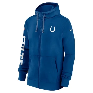 Indianapolis colts nike 2024 sideline club full zip hoodie Royal M