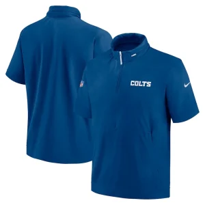 Indianapolis colts nike 2024 sideline coach short sleeve half zip hoodie jacket Royal