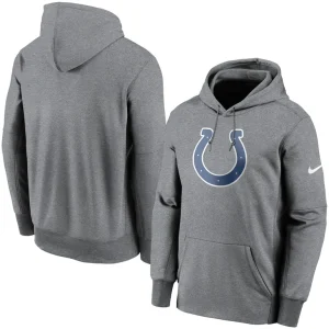Indianapolis colts nike fan gear primary logo therma performance pullover hoodie Heathered charcoal