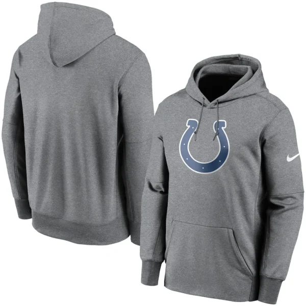 Indianapolis colts nike fan gear primary logo therma performance pullover hoodie Heathered charcoal