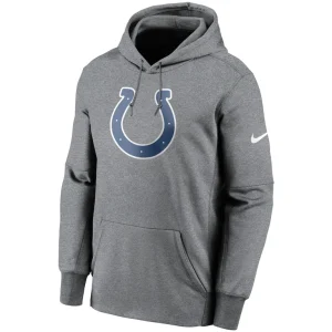 Indianapolis colts nike fan gear primary logo therma performance pullover hoodie Heathered charcoal M
