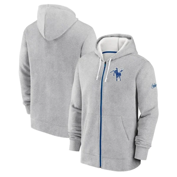 Indianapolis colts nike historic lifestyle full zip hoodie Gray