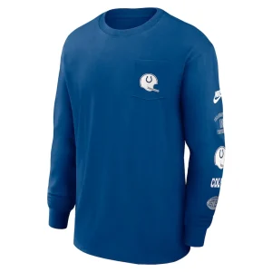 Indianapolis colts nike rewind heavy max 90 pocket long sleeve t shirt Blue M