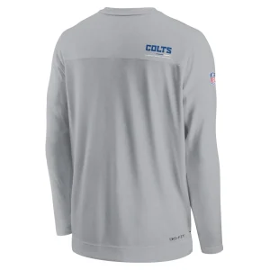 Indianapolis colts nike sideline coach chevron lock up long sleeve v neck performance t shirt Gray L