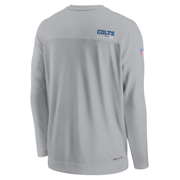 Indianapolis colts nike sideline coach chevron lock up long sleeve v neck performance t shirt Gray L