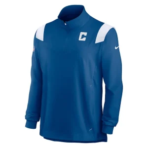 Indianapolis colts nike sideline coach chevron lockup quarter zip long sleeve top Royal M