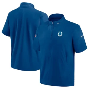 Indianapolis colts nike sideline coach short sleeve hoodie quarter zip jacket Royal