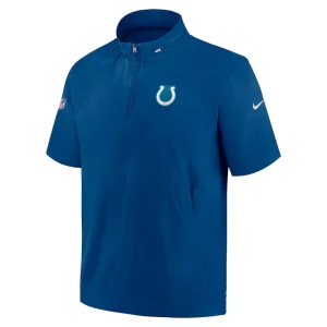 Indianapolis colts nike sideline coach short sleeve hoodie quarter zip jacket Royal M