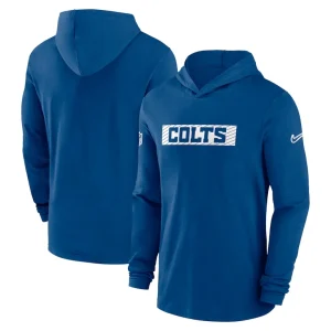 Indianapolis colts nike sideline hoodie performance long sleeve t shirt Royal