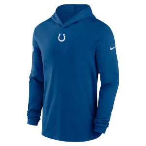 Indianapolis colts nike sideline performance long sleeve hoodie t shirt Royal M