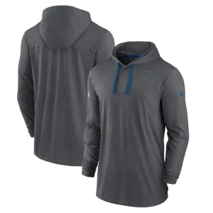Indianapolis colts nike sideline pop performance pullover long sleeve hoodie t shirt Charcoal