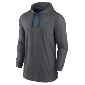 Indianapolis colts nike sideline pop performance pullover long sleeve hoodie t shirt Charcoal M