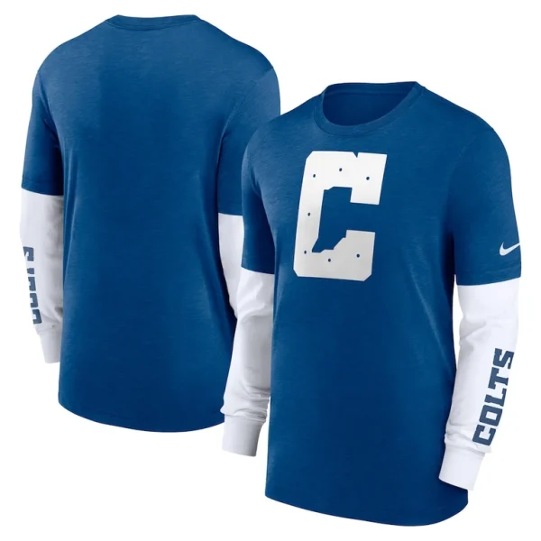 Indianapolis colts nike slub fashion long sleeve t shirt Heather royal