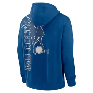 Indianapolis colts nike throwback layered logo statement pullover hoodie Royal M