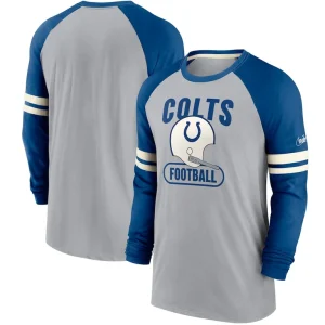 Indianapolis colts nike throwback raglan long sleeve t shirt Grayroyal