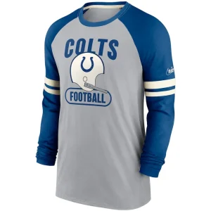 Indianapolis colts nike throwback raglan long sleeve t shirt Grayroyal M
