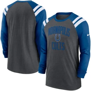 Indianapolis colts nike tri blend raglan athletic long sleeve fashion t shirt Heathered charcoalroyal