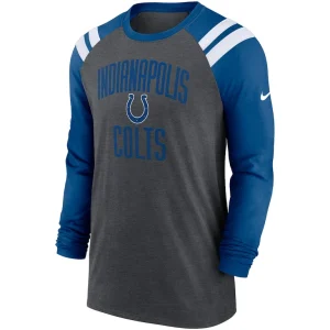 Indianapolis colts nike tri blend raglan athletic long sleeve fashion t shirt Heathered charcoalroyal M